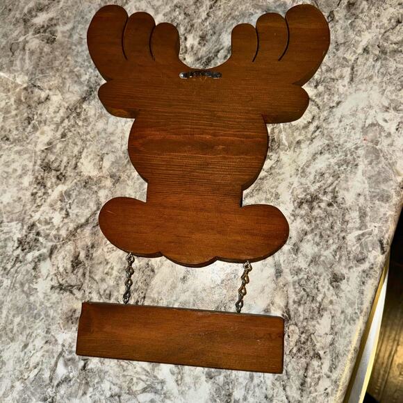 Handmade Wooden Rudolph Reindeer Welcome Sign | Pom Pom Nose | Vintage - Picture 5 of 8